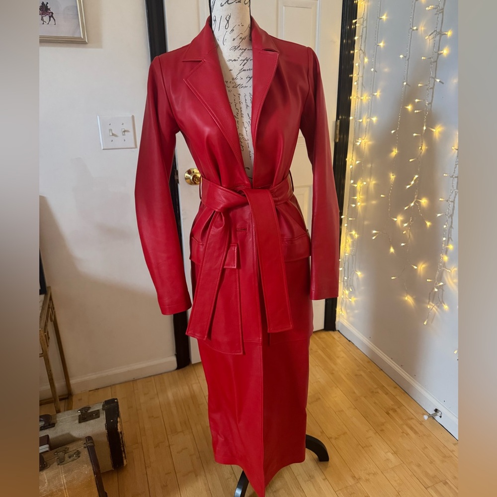 Real leather trench coat
